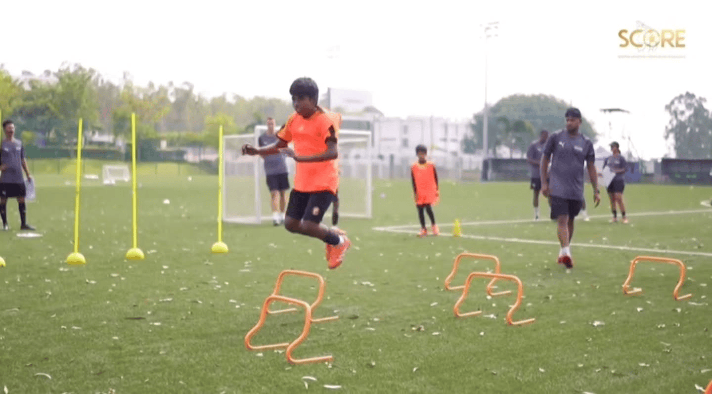 U15 and U18 players in a fitness session
